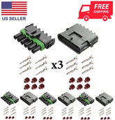 Weather Pack 6 Pin Sealed Connector Kit 14-16 AWG 3 Complete Kits